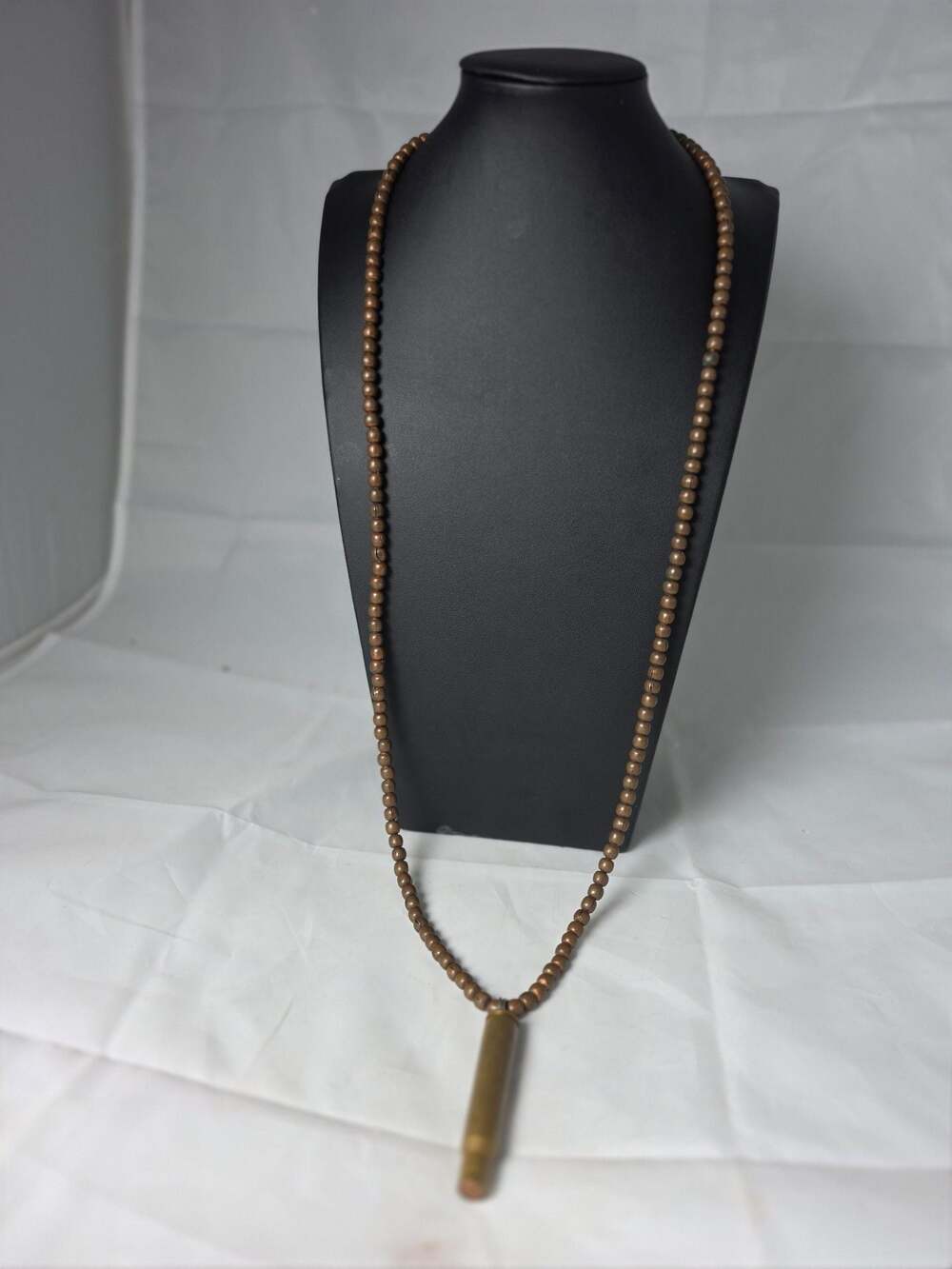 Winchester 30-06 Springfield Bullet Casing Pendant on Copper Bead Necklace